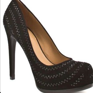 Black jeweled hidden platform HIGH heels